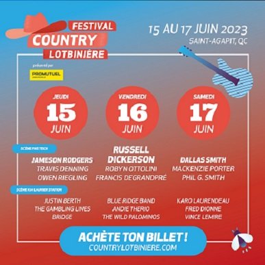 Le Festival country Lotbinière annonce sa programmation complète pour 2023!
